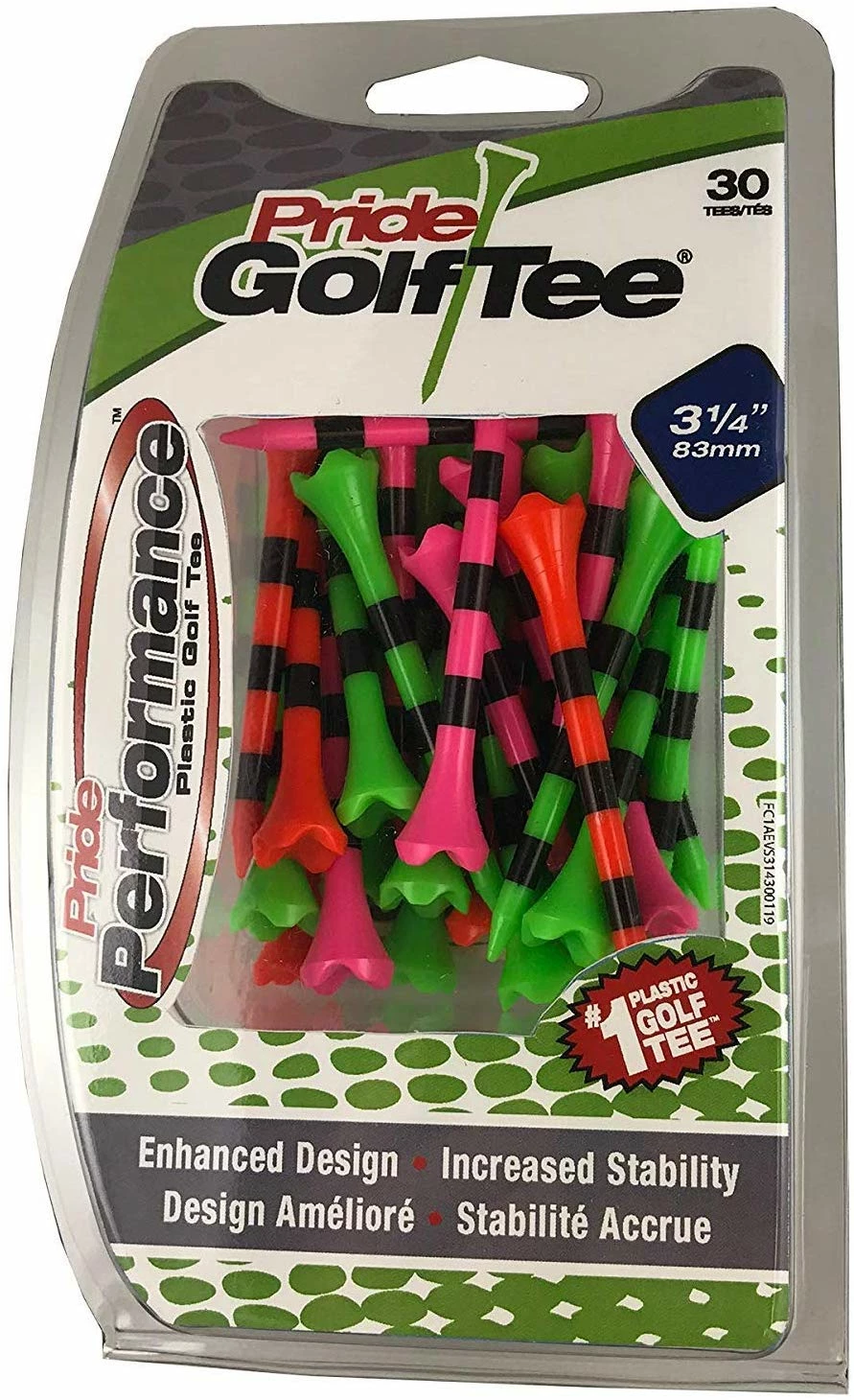Pride Golf Tees Pride Evolution Striped Plastic 3-1/4" Golf Tees - 30 Pack 3 Pride Golf Tees Pride Evolution Striped Plastic 3-1/4" Golf Tees - 30 Pack