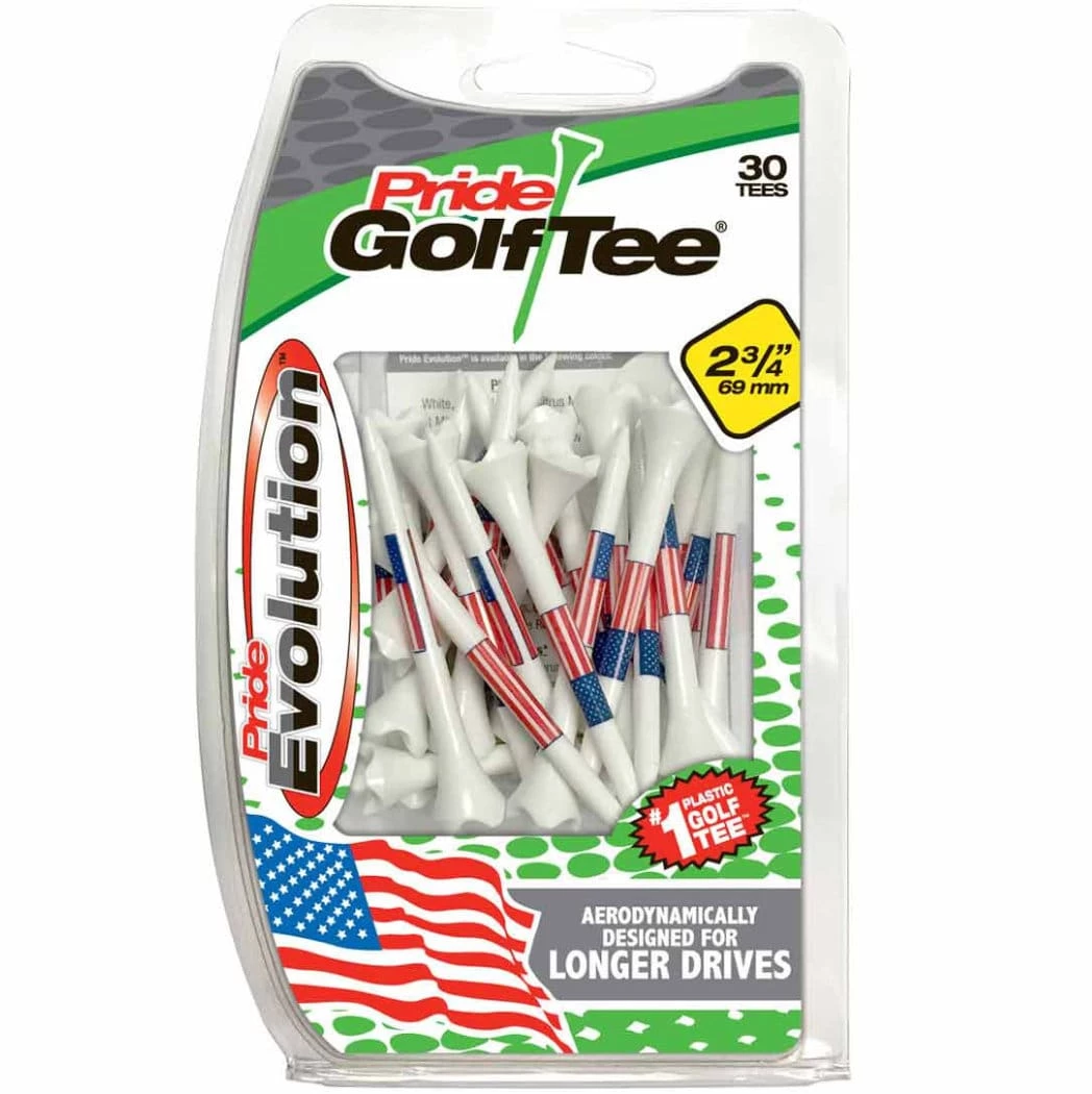 Pride Golf Tees Pride Evolution Plastic American Flat Golf Tees - 30 Pack 3 Pride Golf Tees Pride Evolution Plastic American Flat Golf Tees - 30 Pack