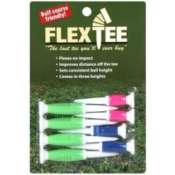 FlexTee Flexible Golf Tees Florescent Green/Blue/Pink - Pack Of 8