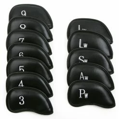 Intech Premium Synthetic Leather Golf Iron Head Covers With Magnetic Closure - Set Of 12 -Outlet Clubheads Store d 8281